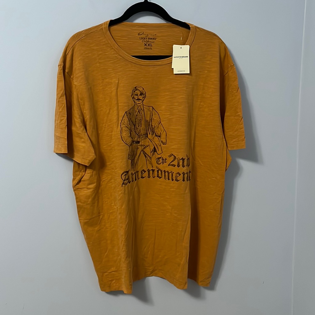 Lucky Brand Mens Short Sleeve Cotton The 2nd Amendment T Shirt Nwt